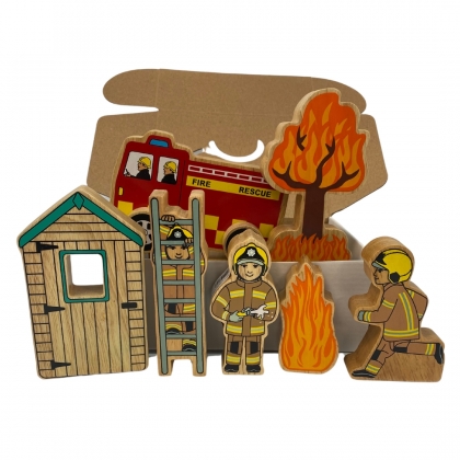 Wooden firefighter playset - 7 pieces