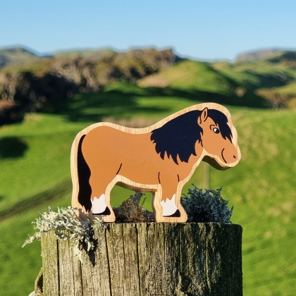 Wooden brown shetland pony toy