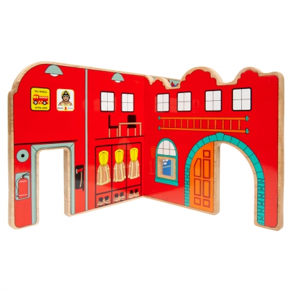 Wooden fire and police toy world playset