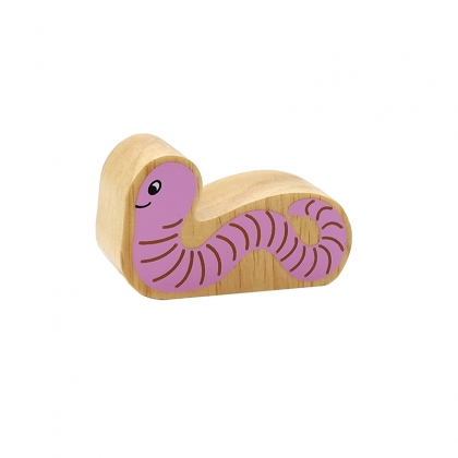 Wooden pink worm toy