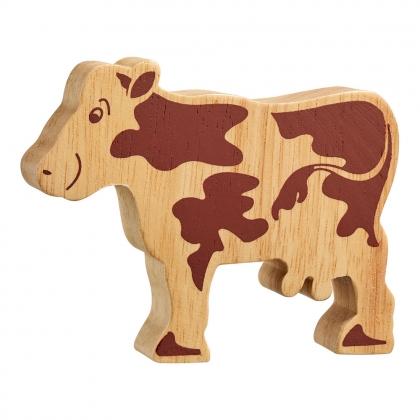Natural wood cow toy