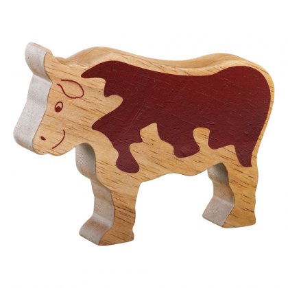 Natural wood bull toy