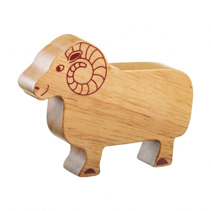 Natural wood ram toy