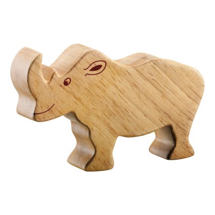 Natural wood rhino toy