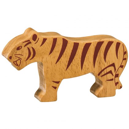Natural wood tiger toy