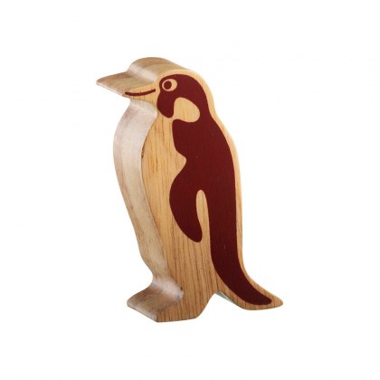 Natural wood penguin toy
