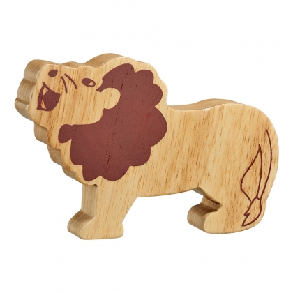 Natural wood lion toy