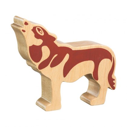 Natural wood wolf toy