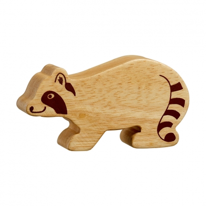 Natural wood raccoon toy