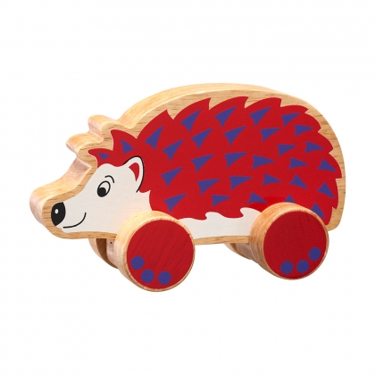 Wooden hedgehog push along toy