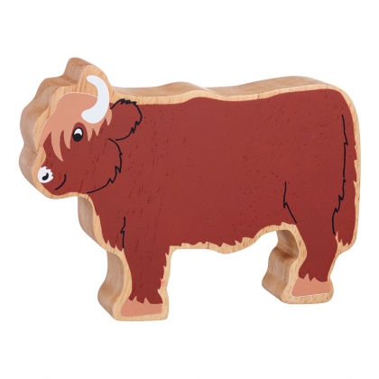 Wooden brown highland cow toy
