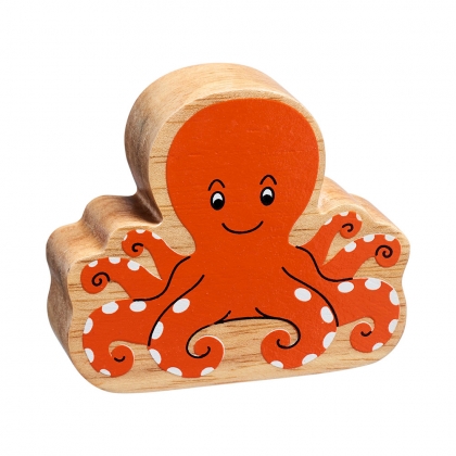 Wooden orange octopus toy