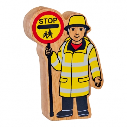 Wooden yellow & black lollipop person toy
