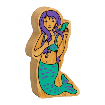 Wooden green & purple mermaid toy