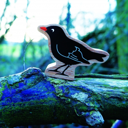 Wooden black blackbird toy