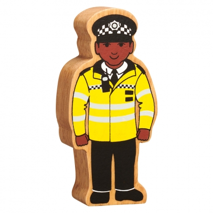 Wooden yellow & black policeman toy