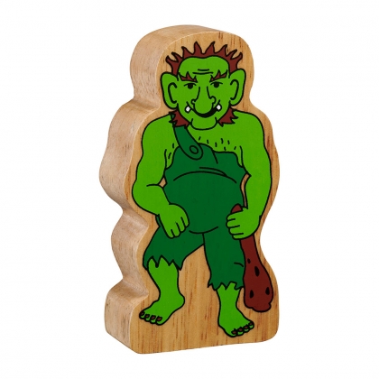 Wooden green troll toy