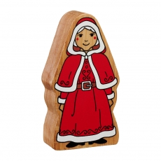 Wooden red and white Mrs Claus toy