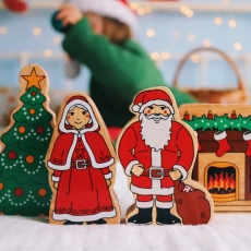 Wooden red and white Mrs Claus toy