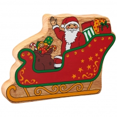 Wooden red Father Christmas in a sleigh toy