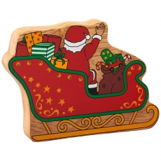 Wooden red Father Christmas in a sleigh toy