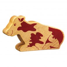 Natural wood sitting cow toy