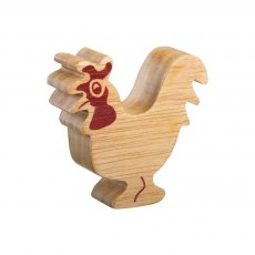 Natural wood cockerel toy