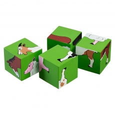 Wooden farm animals block puzzle toy