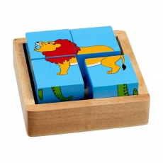 Wooden world animals block puzzle toy
