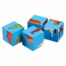 Wooden world animals block puzzle toy