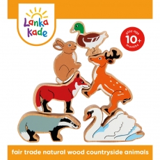 Wooden countryside animal playset - 6 animals