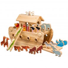Wooden deluxe Noah's ark playset with colourful characters