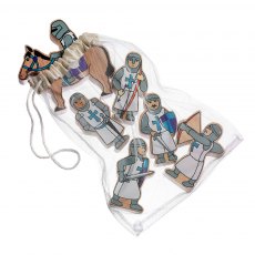 Wooden blue knight playset - 6 figures