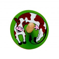 Cow wooden spinning top