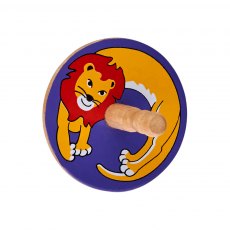 Lion wooden spinning top