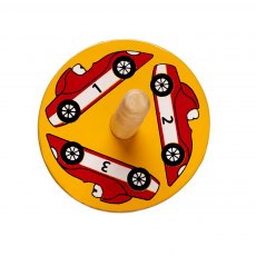 Racing car wooden spinning top