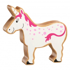 Wooden pink & white unicorn toy