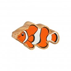Wooden orange & white clownfish toy