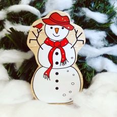 Wooden white snowman toy