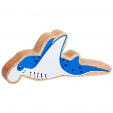 Wooden blue & white manta ray toy