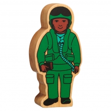 Wooden green air force officer toy