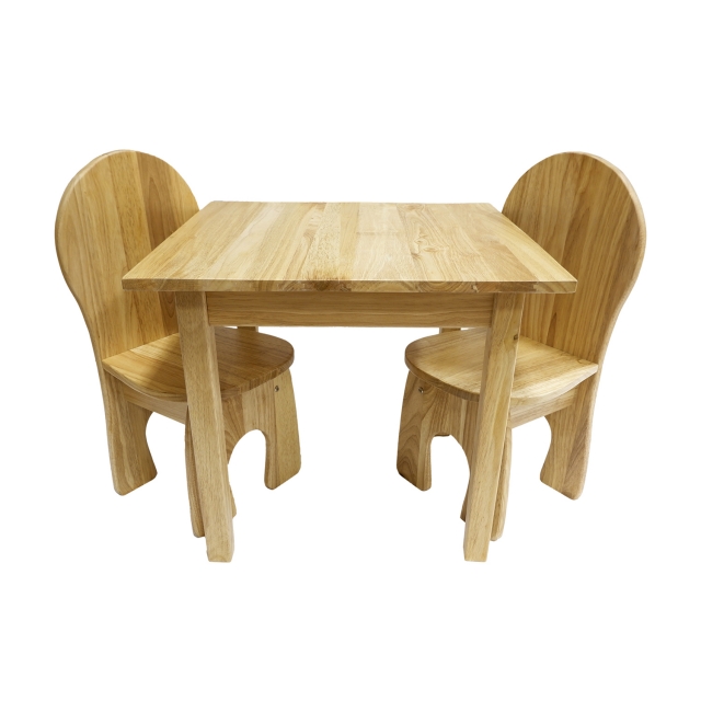 Childrens table and chair furniture set in situ made from FSC rubber wood