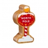 Wooden red and white North Pole toy