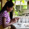 Sri Lankan artisan skilfully handpainted the base layer of a pirate skittle