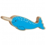 Wooden blue narwhal toy