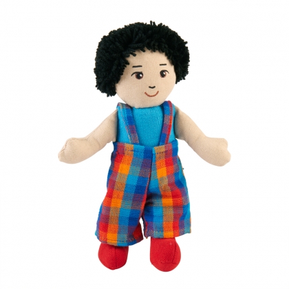 Boy rag doll - Asian white skin black hair with imperfections