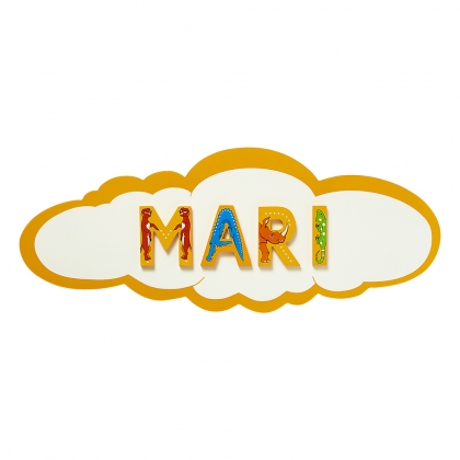 Yellow cloud name plaque - large