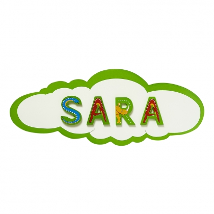 Green cloud name plaque - large