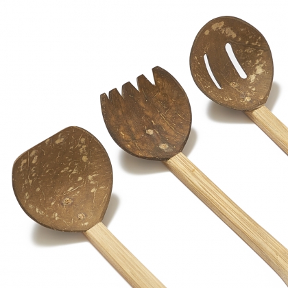 Coconut shell utensil playset - 5 pieces in a bag