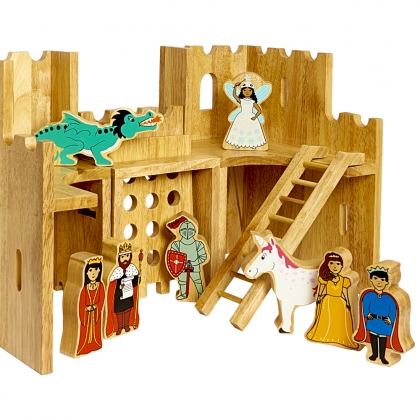 Wooden fairytale castle playscene with 12 characters Wooden fairytale castle playscene with 12 characters